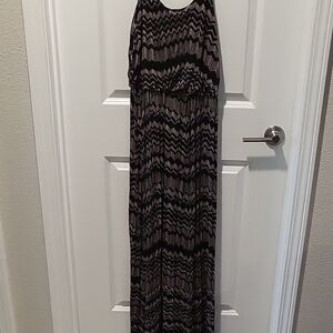 Lush Black and Gray Patterned Maxi Dress